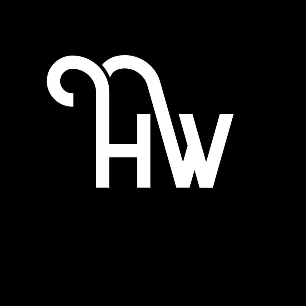 diseño de logotipo de letra hw sobre fondo negro. concepto de logotipo de letra de iniciales creativas hw. diseño de letra hw. hw diseño de letras blancas sobre fondo negro. logotipo de hw vector