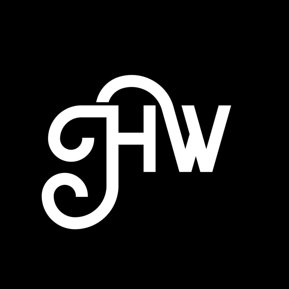 diseño de logotipo de letra hw sobre fondo negro. concepto de logotipo de letra de iniciales creativas hw. diseño de letra hw. hw diseño de letras blancas sobre fondo negro. logotipo de hw vector