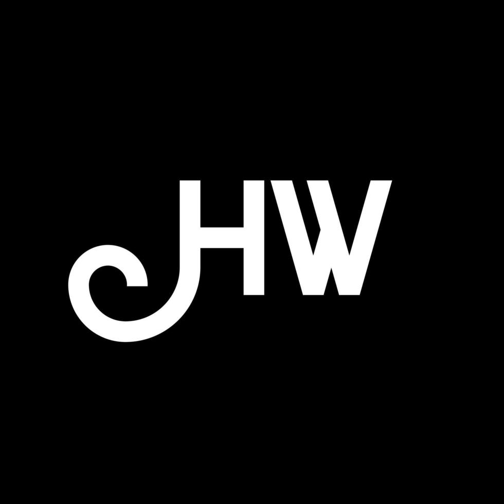 diseño de logotipo de letra hw sobre fondo negro. concepto de logotipo de letra de iniciales creativas hw. diseño de letra hw. hw diseño de letras blancas sobre fondo negro. logotipo de hw vector