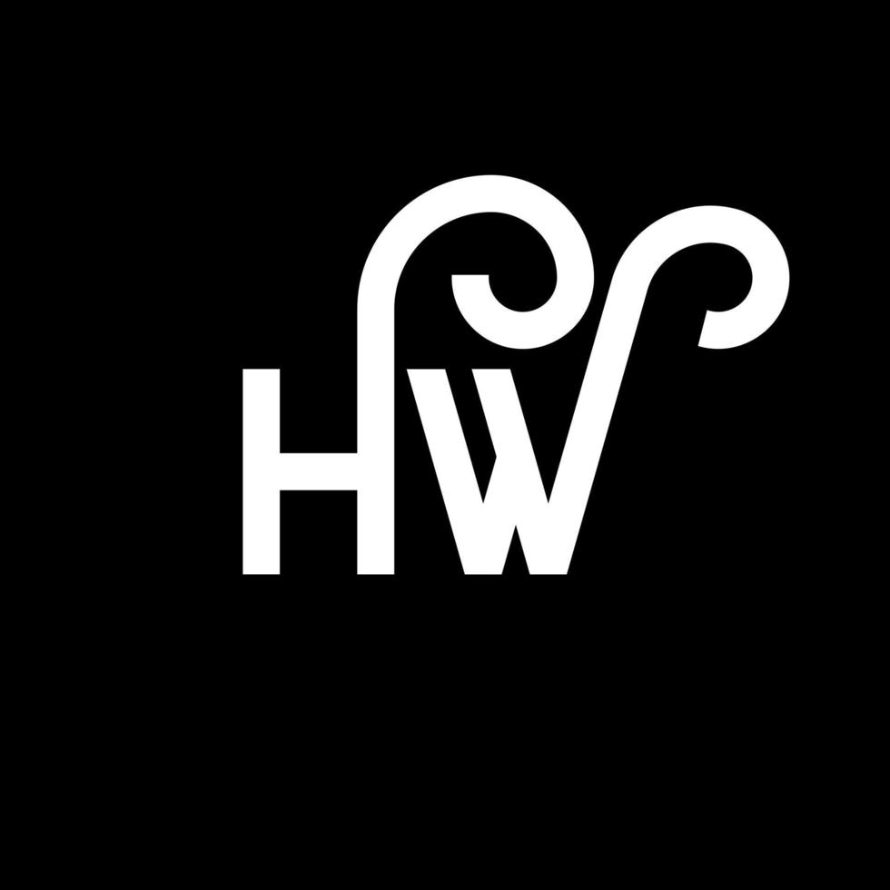 diseño de logotipo de letra hw sobre fondo negro. concepto de logotipo de letra de iniciales creativas hw. diseño de letra hw. hw diseño de letras blancas sobre fondo negro. logotipo de hw vector