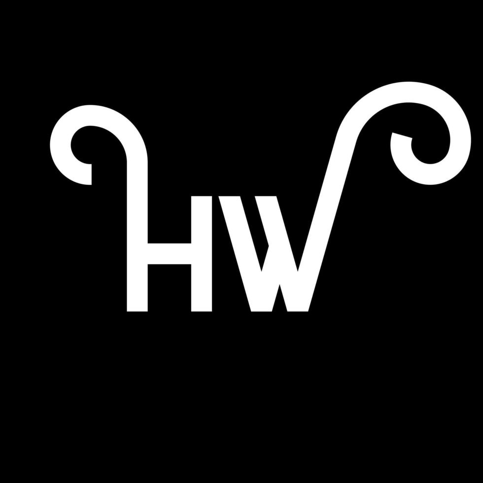 diseño de logotipo de letra hw sobre fondo negro. concepto de logotipo de letra de iniciales creativas hw. diseño de letra hw. hw diseño de letras blancas sobre fondo negro. logotipo de hw vector