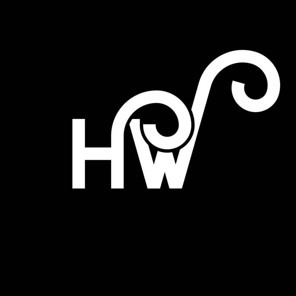 HW letter logo design on black background. HW creative initials letter logo concept. hw letter design. HW white letter design on black background. H W, h w logo vector