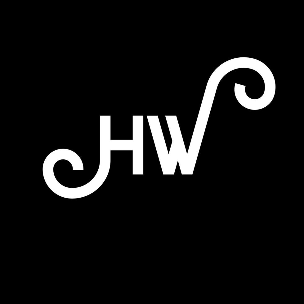 diseño de logotipo de letra hw sobre fondo negro. concepto de logotipo de letra de iniciales creativas hw. diseño de letra hw. hw diseño de letras blancas sobre fondo negro. logotipo de hw vector