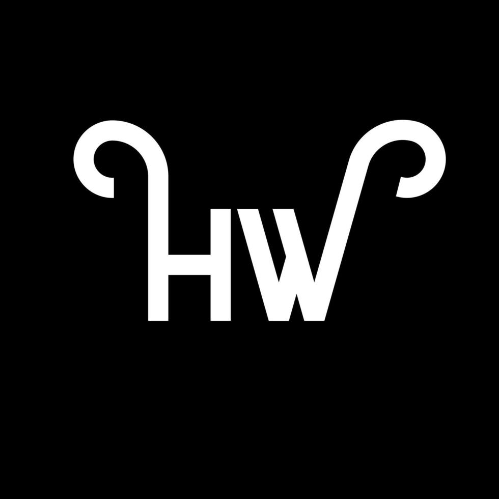 diseño de logotipo de letra hw sobre fondo negro. concepto de logotipo de letra de iniciales creativas hw. diseño de letra hw. hw diseño de letras blancas sobre fondo negro. logotipo de hw vector