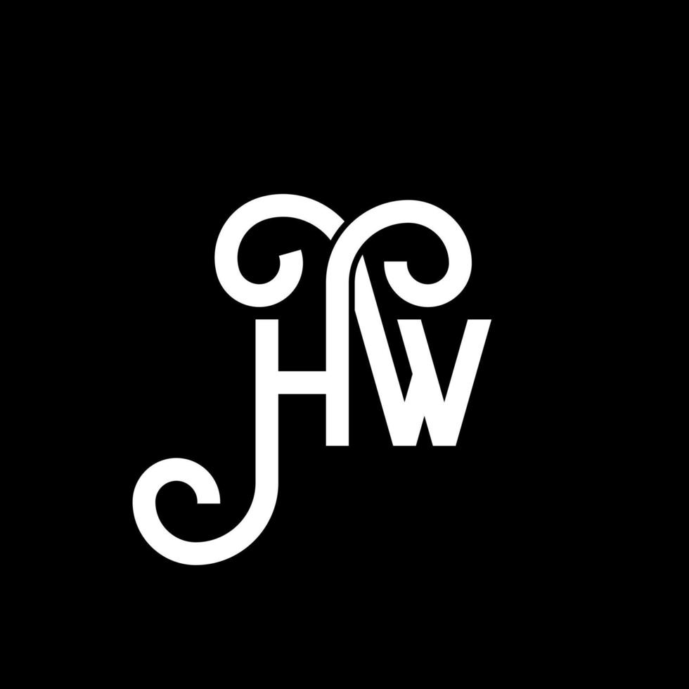 diseño de logotipo de letra hw sobre fondo negro. concepto de logotipo de letra de iniciales creativas hw. diseño de letra hw. hw diseño de letras blancas sobre fondo negro. logotipo de hw vector