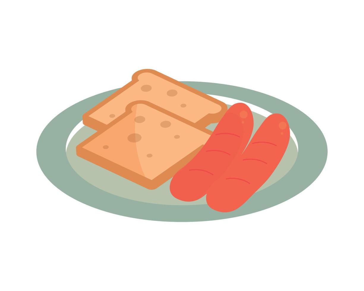 bread and sausages vector