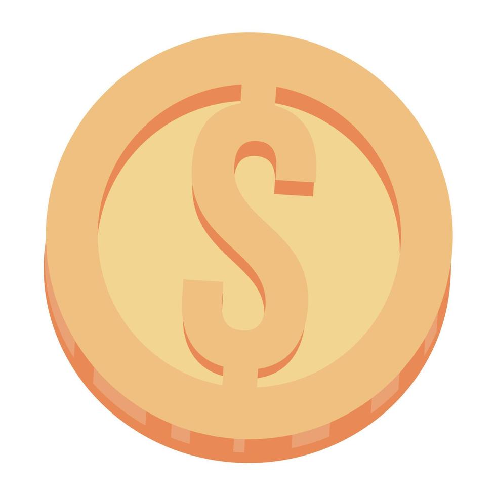 golden coin dollar vector