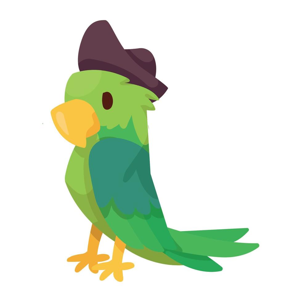 loro pirata con sombrero vector