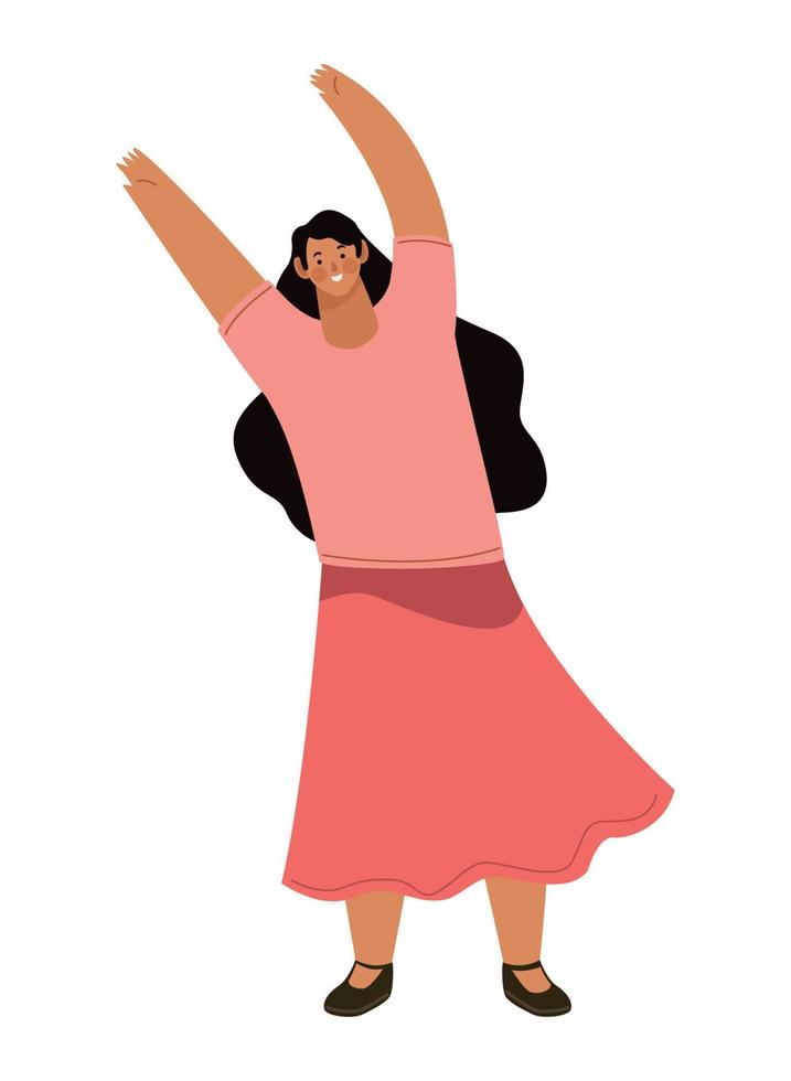 woman with hands up vector