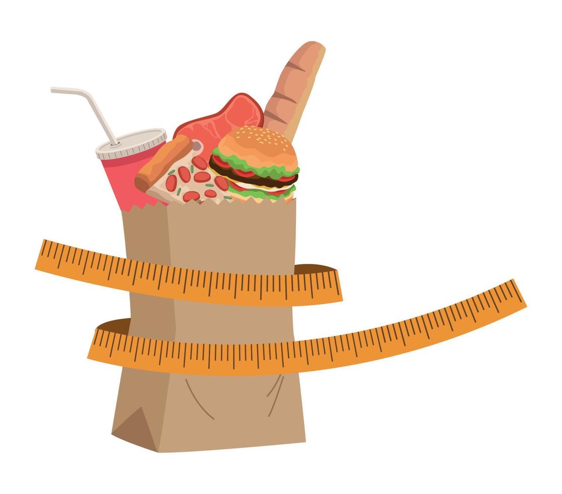 food with measure tape vector