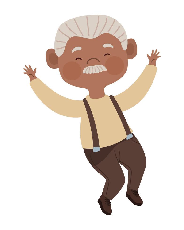 afro old man jumping vector