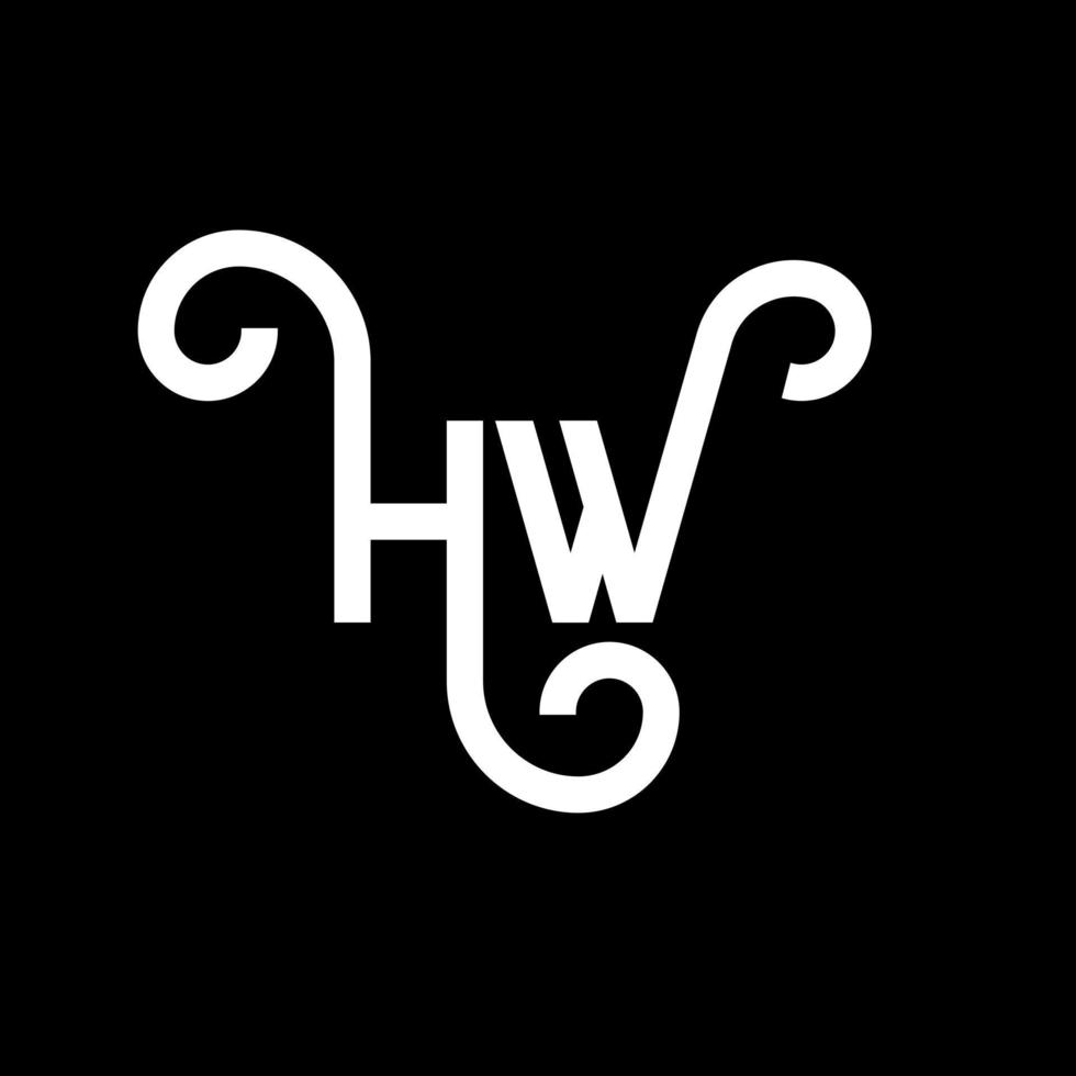 diseño de logotipo de letra hw sobre fondo negro. concepto de logotipo de letra de iniciales creativas hw. diseño de letra hw. hw diseño de letras blancas sobre fondo negro. logotipo de hw vector