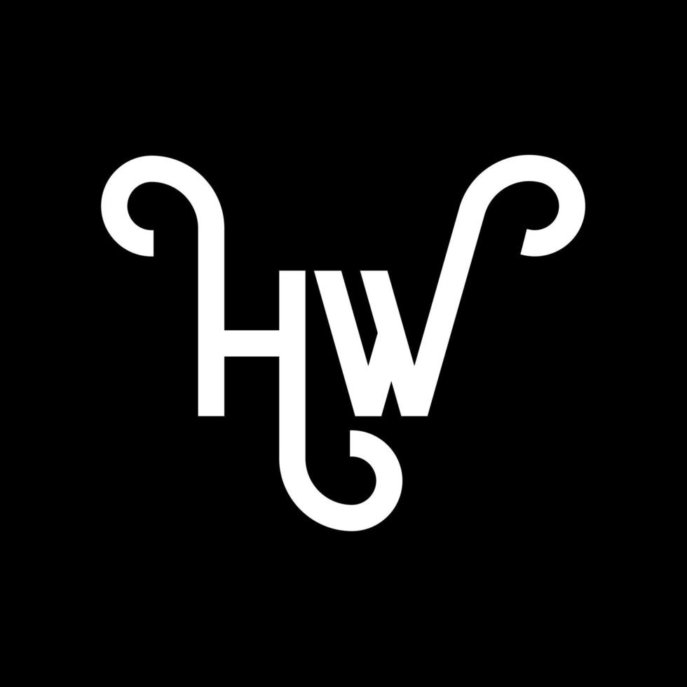 diseño de logotipo de letra hw sobre fondo negro. concepto de logotipo de letra de iniciales creativas hw. diseño de letra hw. hw diseño de letras blancas sobre fondo negro. logotipo de hw vector