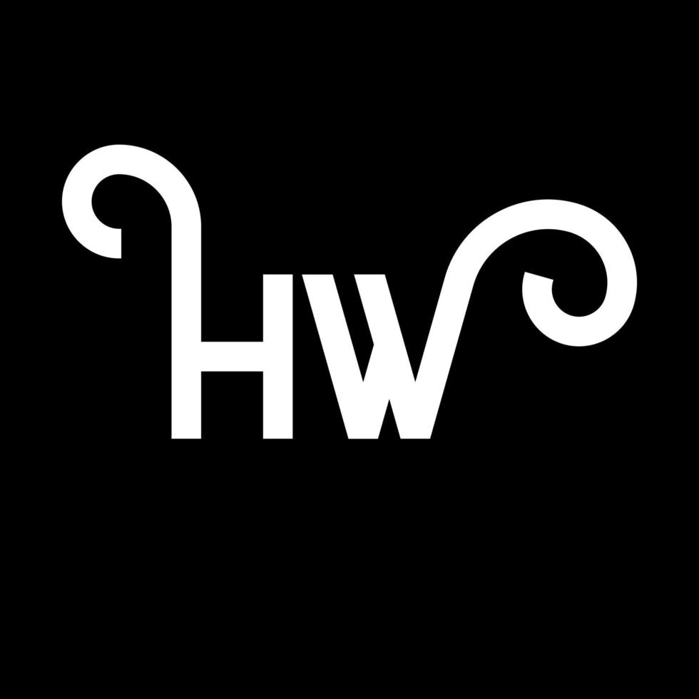 diseño de logotipo de letra hw sobre fondo negro. concepto de logotipo de letra de iniciales creativas hw. diseño de letra hw. hw diseño de letras blancas sobre fondo negro. logotipo de hw vector