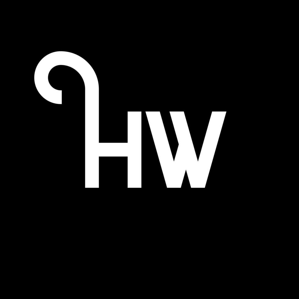 diseño de logotipo de letra hw sobre fondo negro. concepto de logotipo de letra de iniciales creativas hw. diseño de letra hw. hw diseño de letras blancas sobre fondo negro. logotipo de hw vector