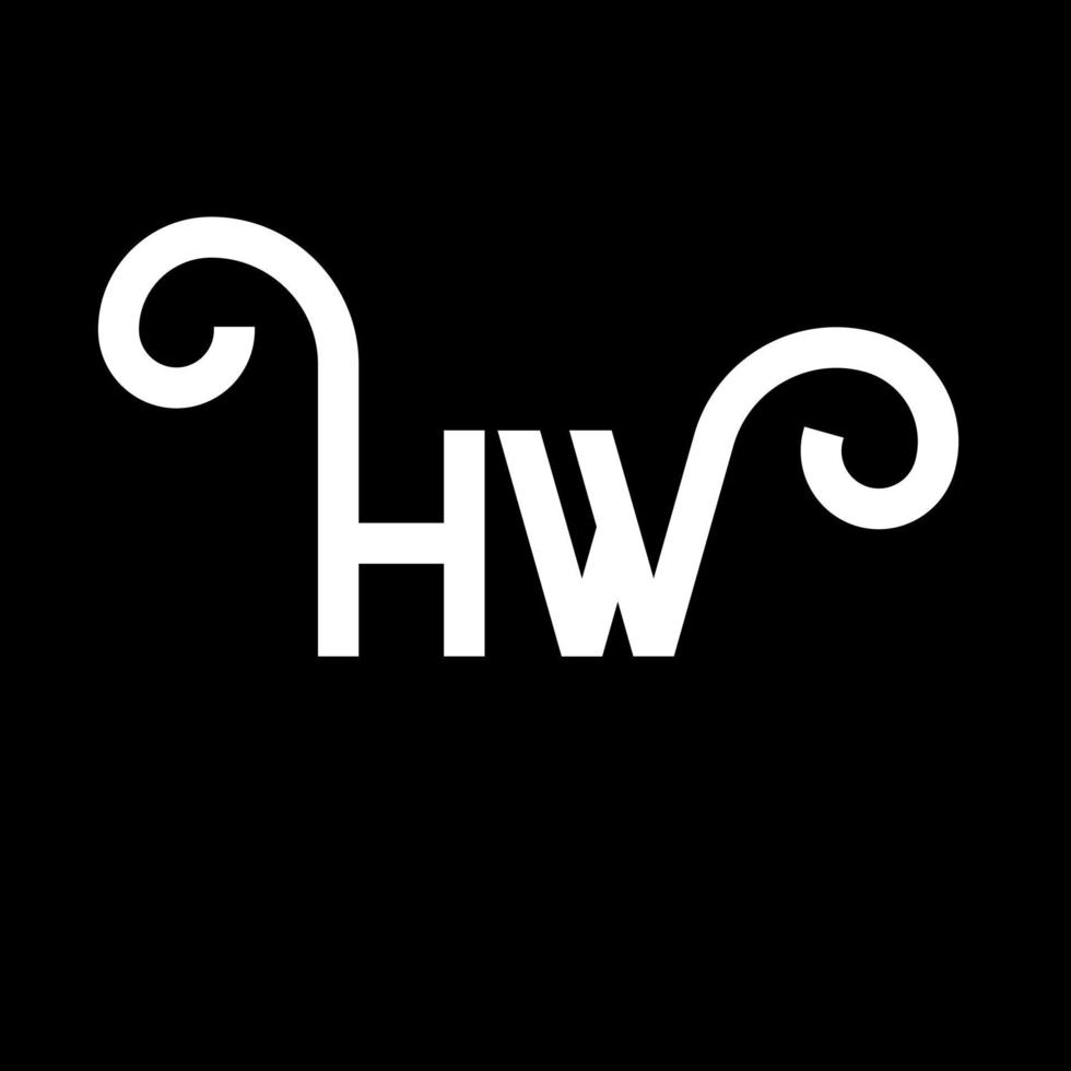 diseño de logotipo de letra hw sobre fondo negro. concepto de logotipo de letra de iniciales creativas hw. diseño de letra hw. hw diseño de letras blancas sobre fondo negro. logotipo de hw vector