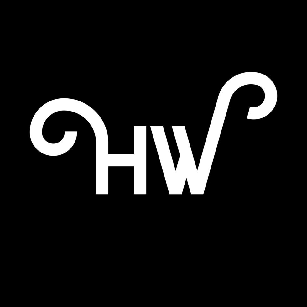 diseño de logotipo de letra hw sobre fondo negro. concepto de logotipo de letra de iniciales creativas hw. diseño de letra hw. hw diseño de letras blancas sobre fondo negro. logotipo de hw vector