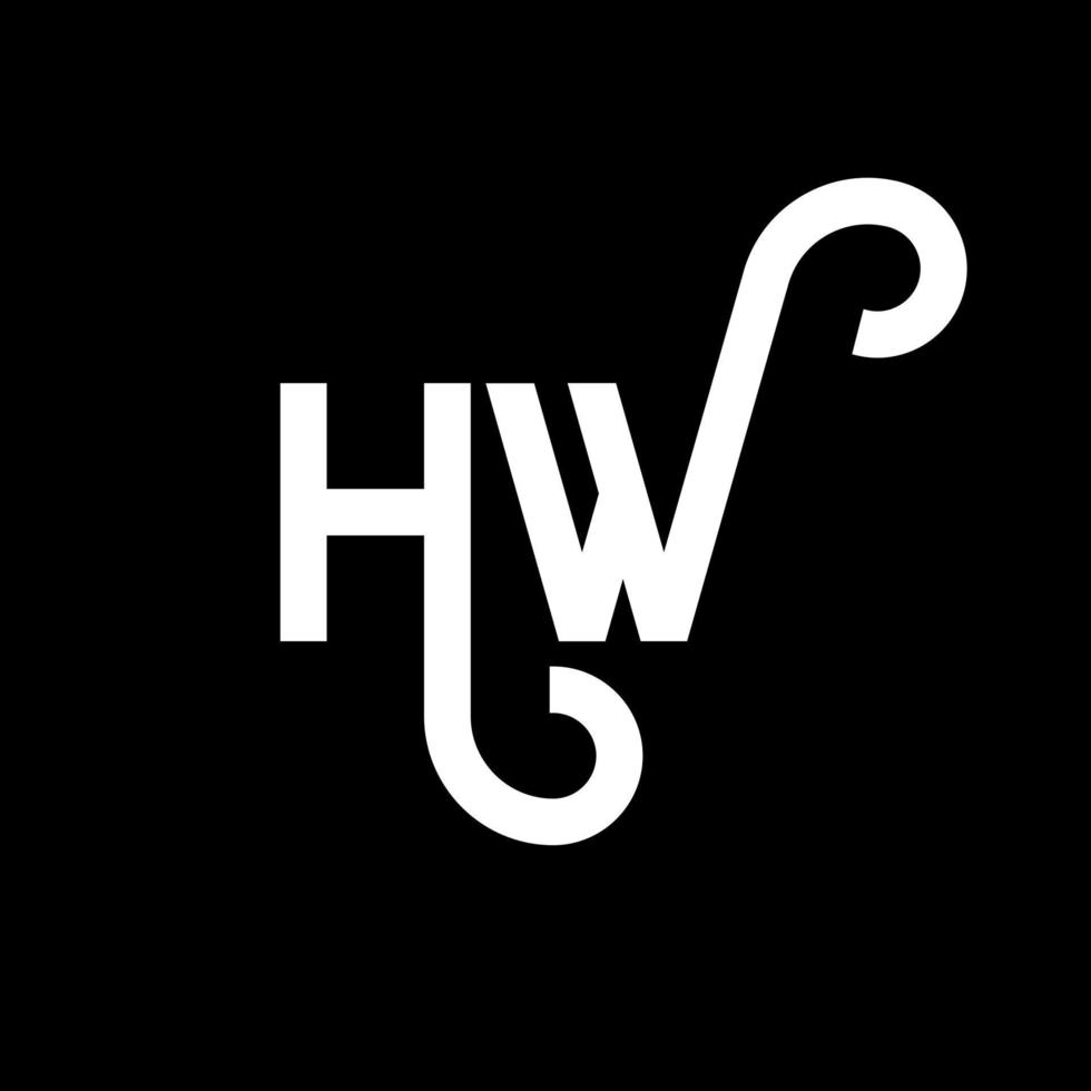 diseño de logotipo de letra hw sobre fondo negro. concepto de logotipo de letra de iniciales creativas hw. diseño de letra hw. hw diseño de letras blancas sobre fondo negro. logotipo de hw vector