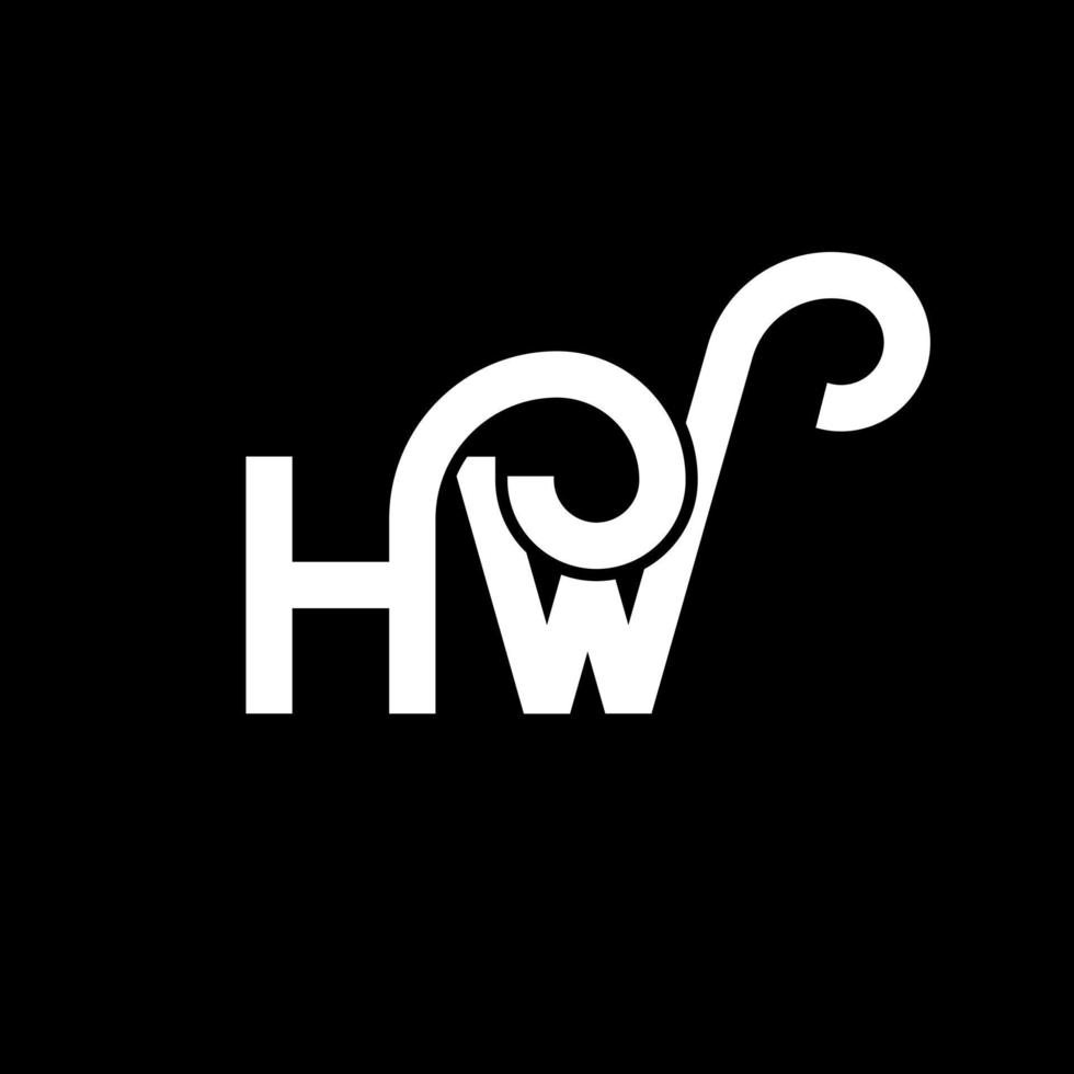 diseño de logotipo de letra hw sobre fondo negro. concepto de logotipo de letra de iniciales creativas hw. diseño de letra hw. hw diseño de letras blancas sobre fondo negro. logotipo de hw vector