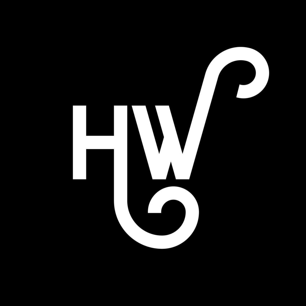 diseño de logotipo de letra hw sobre fondo negro. concepto de logotipo de letra de iniciales creativas hw. diseño de letra hw. hw diseño de letras blancas sobre fondo negro. logotipo de hw vector