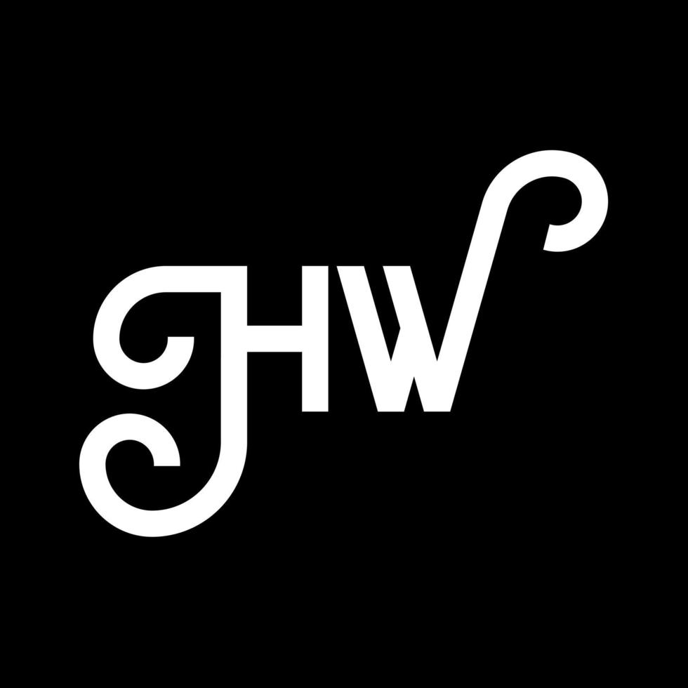 diseño de logotipo de letra hw sobre fondo negro. concepto de logotipo de letra de iniciales creativas hw. diseño de letra hw. hw diseño de letras blancas sobre fondo negro. logotipo de hw vector