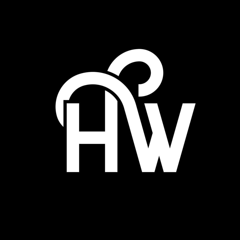 diseño de logotipo de letra hw sobre fondo negro. concepto de logotipo de letra de iniciales creativas hw. diseño de letra hw. hw diseño de letras blancas sobre fondo negro. logotipo de hw vector