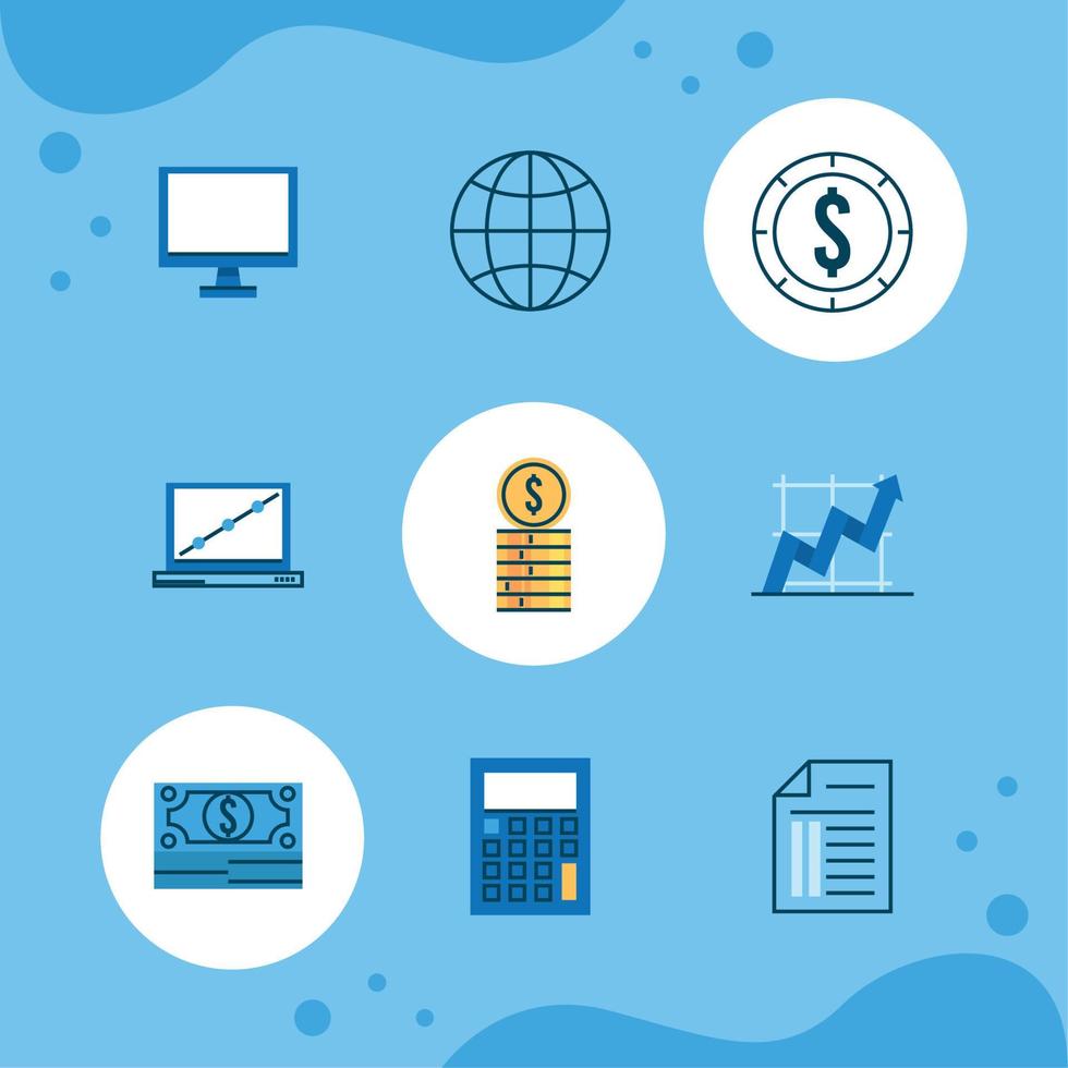 financial economy nine icons vector