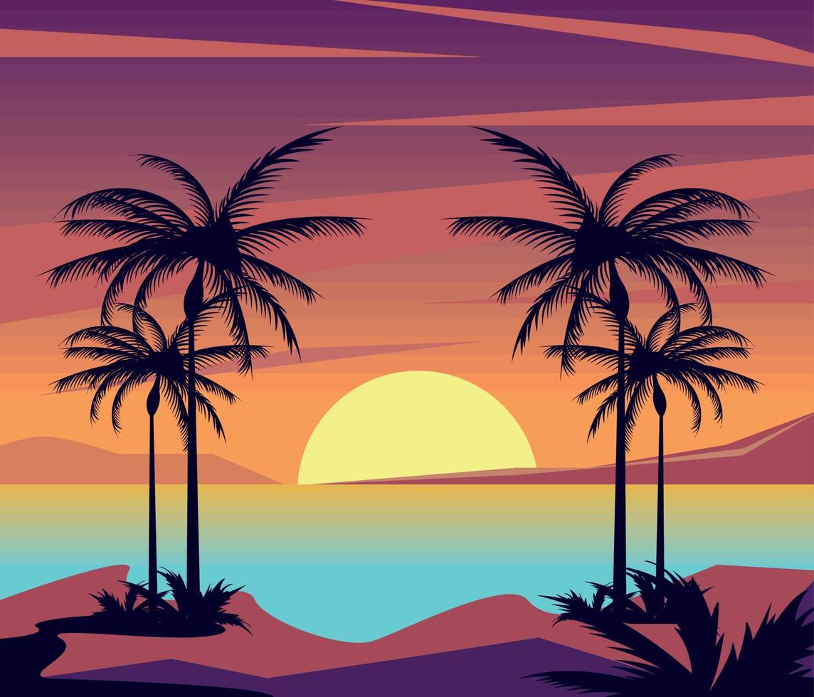 beach seascape scene vector