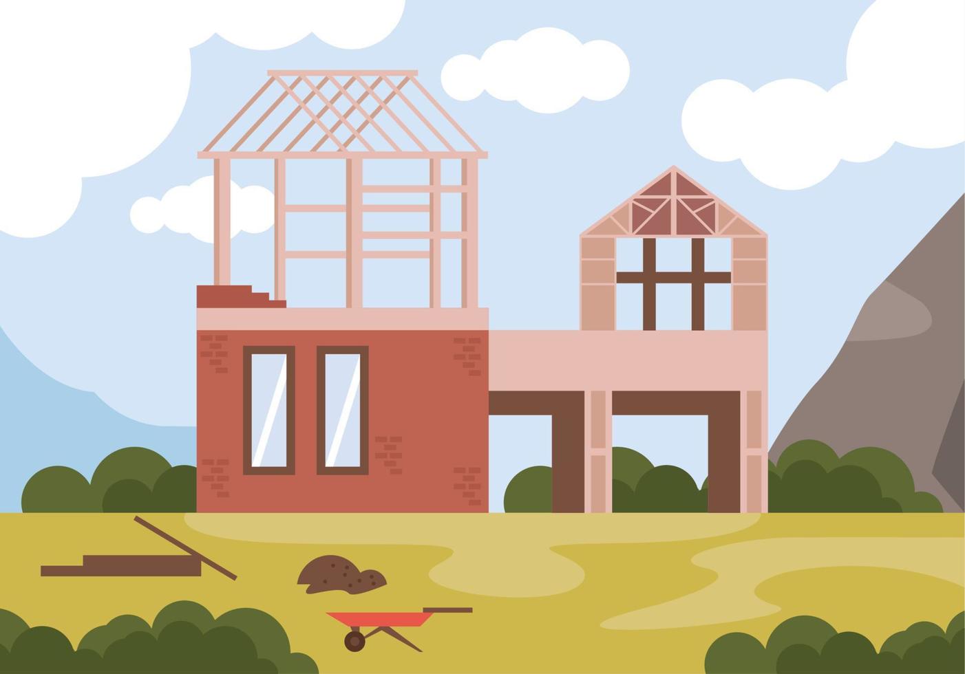 house under construction with boards vector