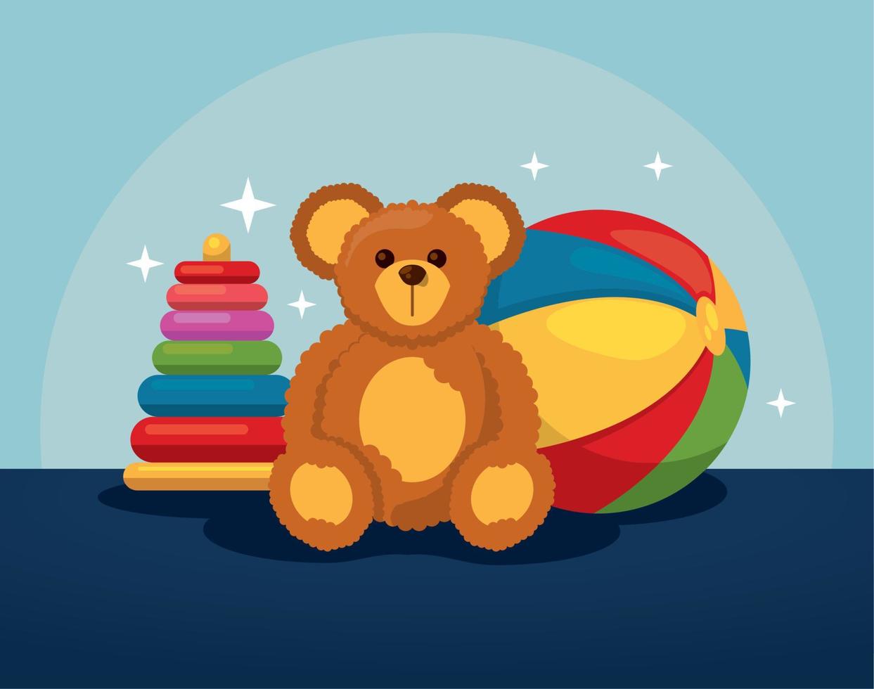 oso con juguetes de globos vector