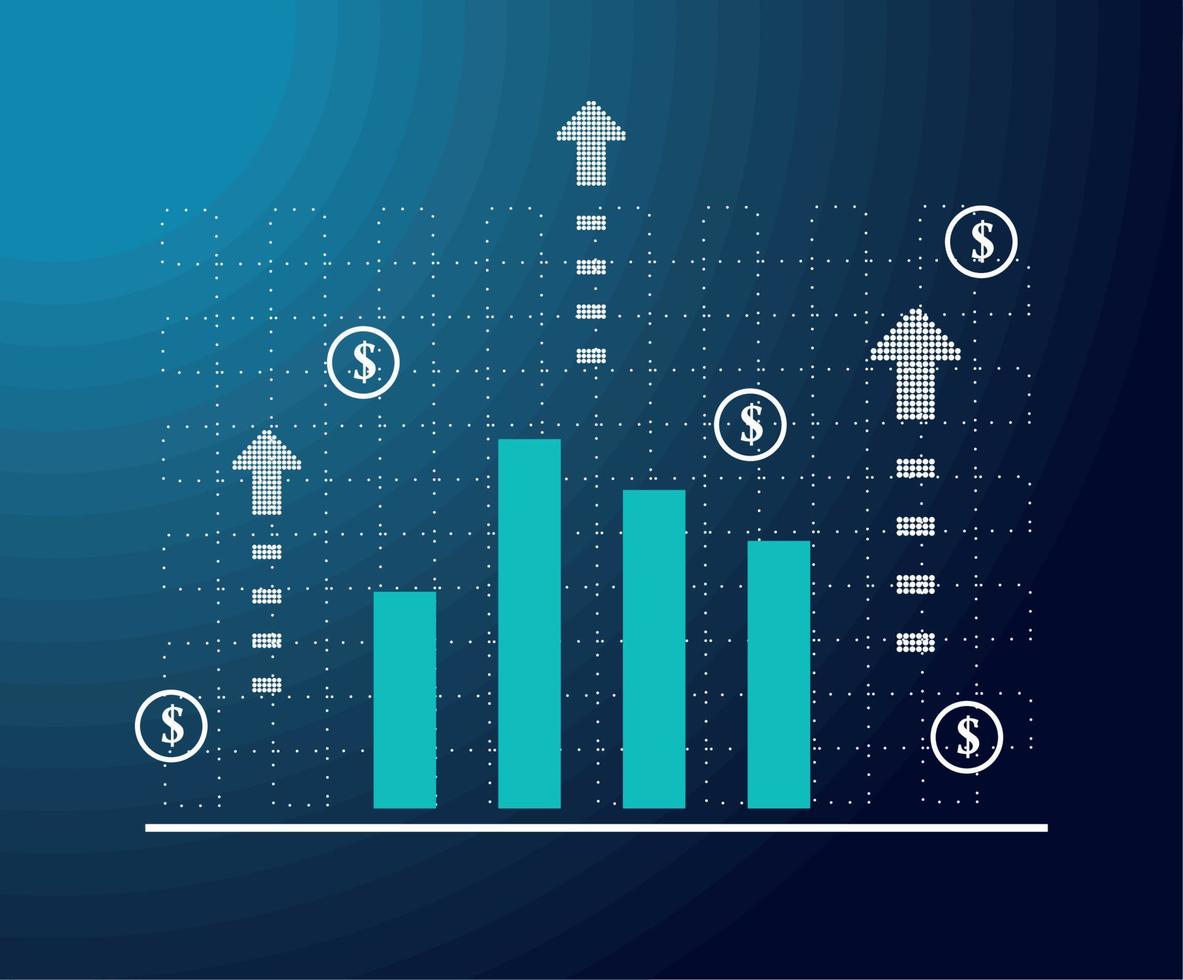 infografía de ganancias azul vector