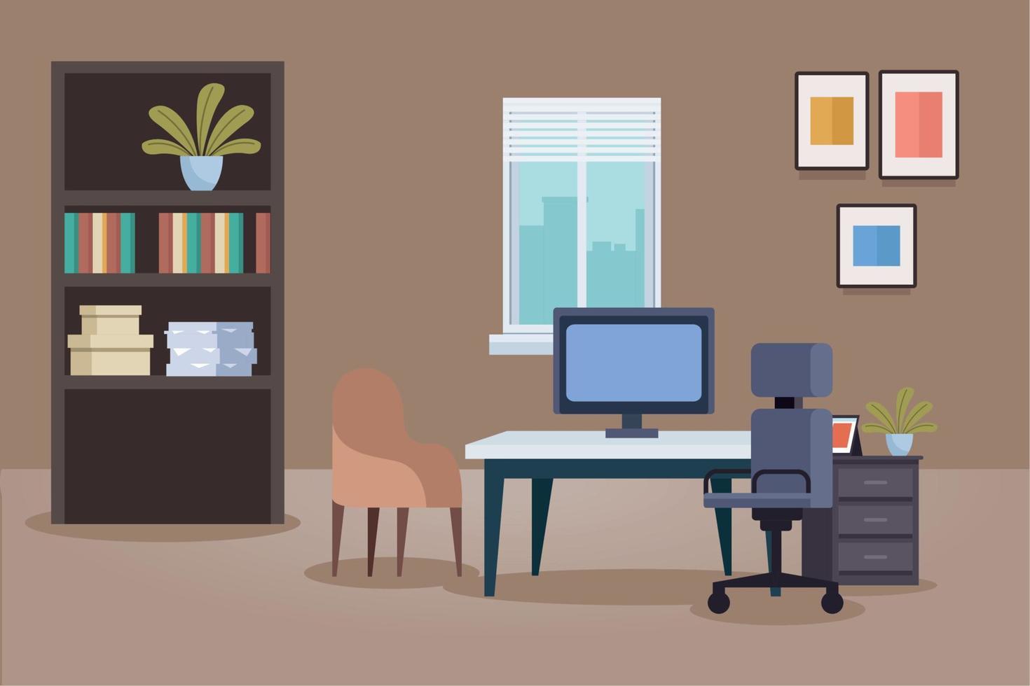 office workplace with desk vector