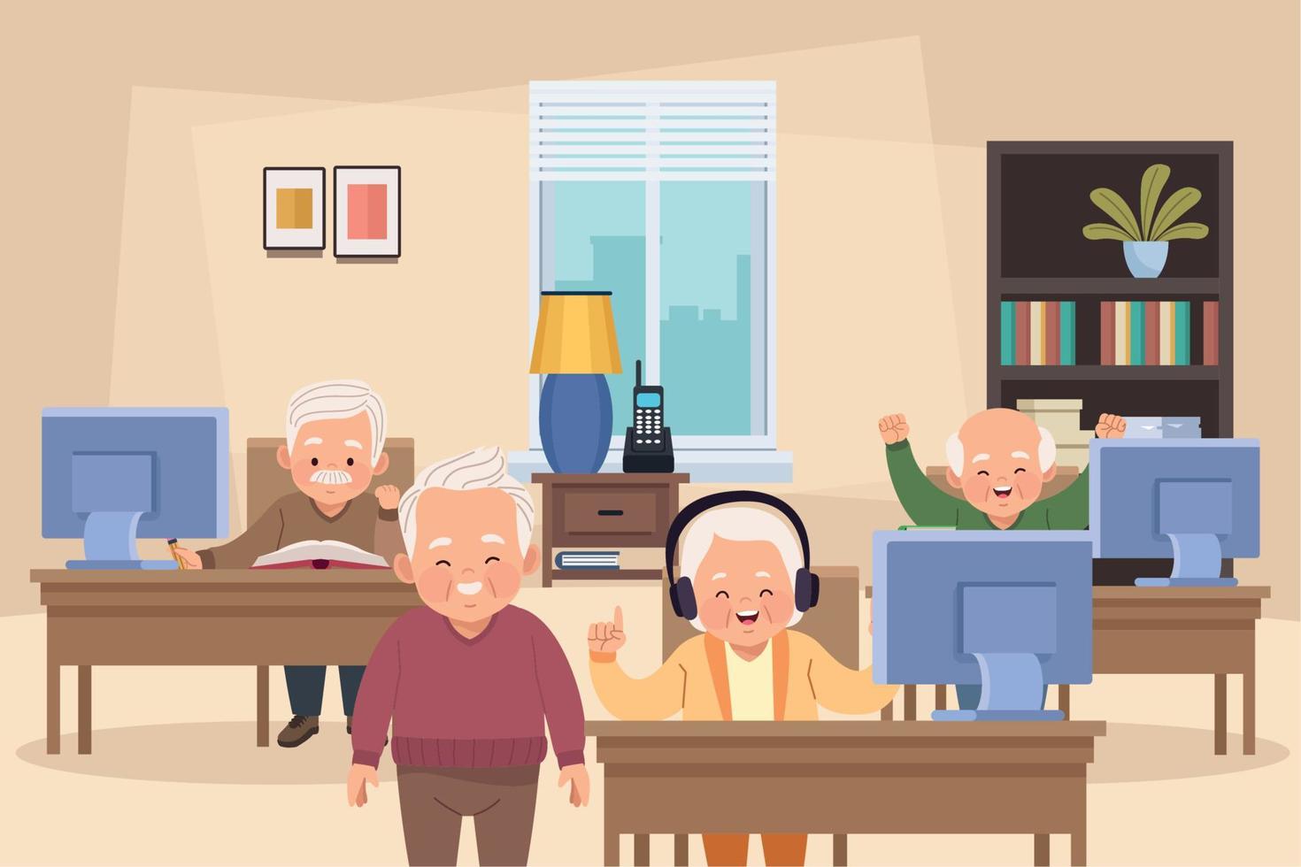 four old persons continuing education vector