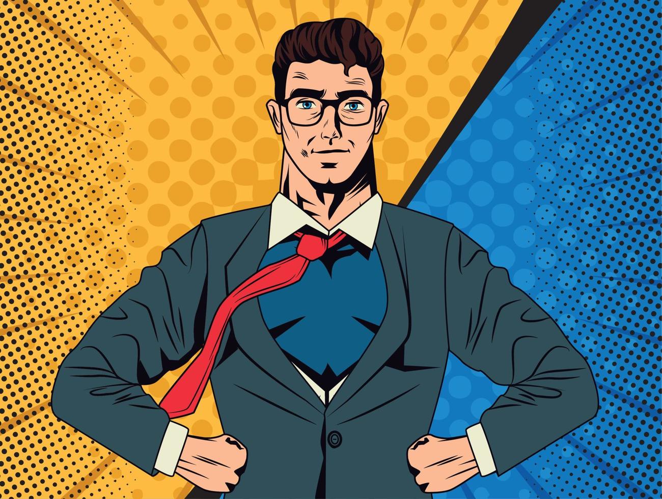 superhero elegant man pop art vector