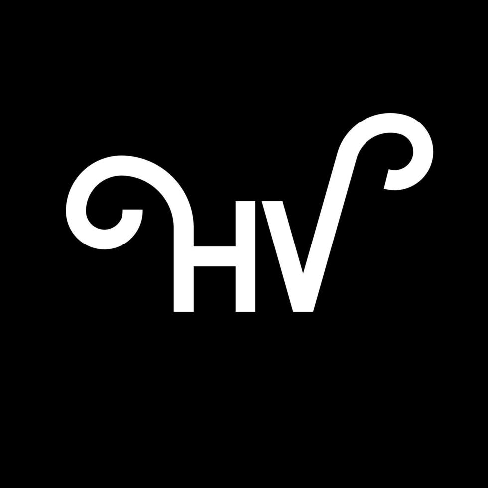 diseño de logotipo de letra hv sobre fondo negro. concepto de logotipo de letra de iniciales creativas hv. diseño de letras hv. hv diseño de letras blancas sobre fondo negro. hv, hv logotipo vector