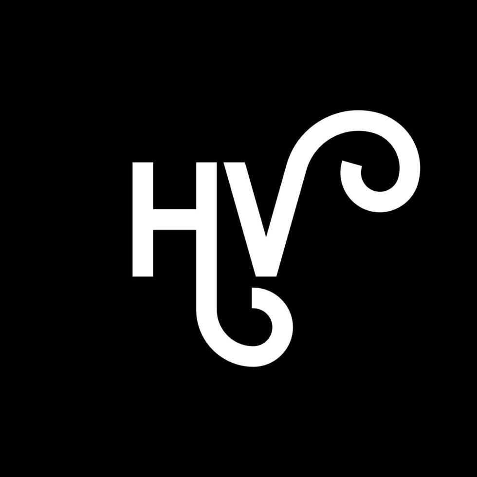 diseño de logotipo de letra hv sobre fondo negro. concepto de logotipo de letra de iniciales creativas hv. diseño de letras hv. hv diseño de letras blancas sobre fondo negro. hv, hv logotipo vector