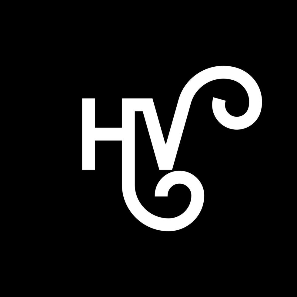 diseño de logotipo de letra hv sobre fondo negro. concepto de logotipo de letra de iniciales creativas hv. diseño de letras hv. hv diseño de letras blancas sobre fondo negro. hv, hv logotipo vector