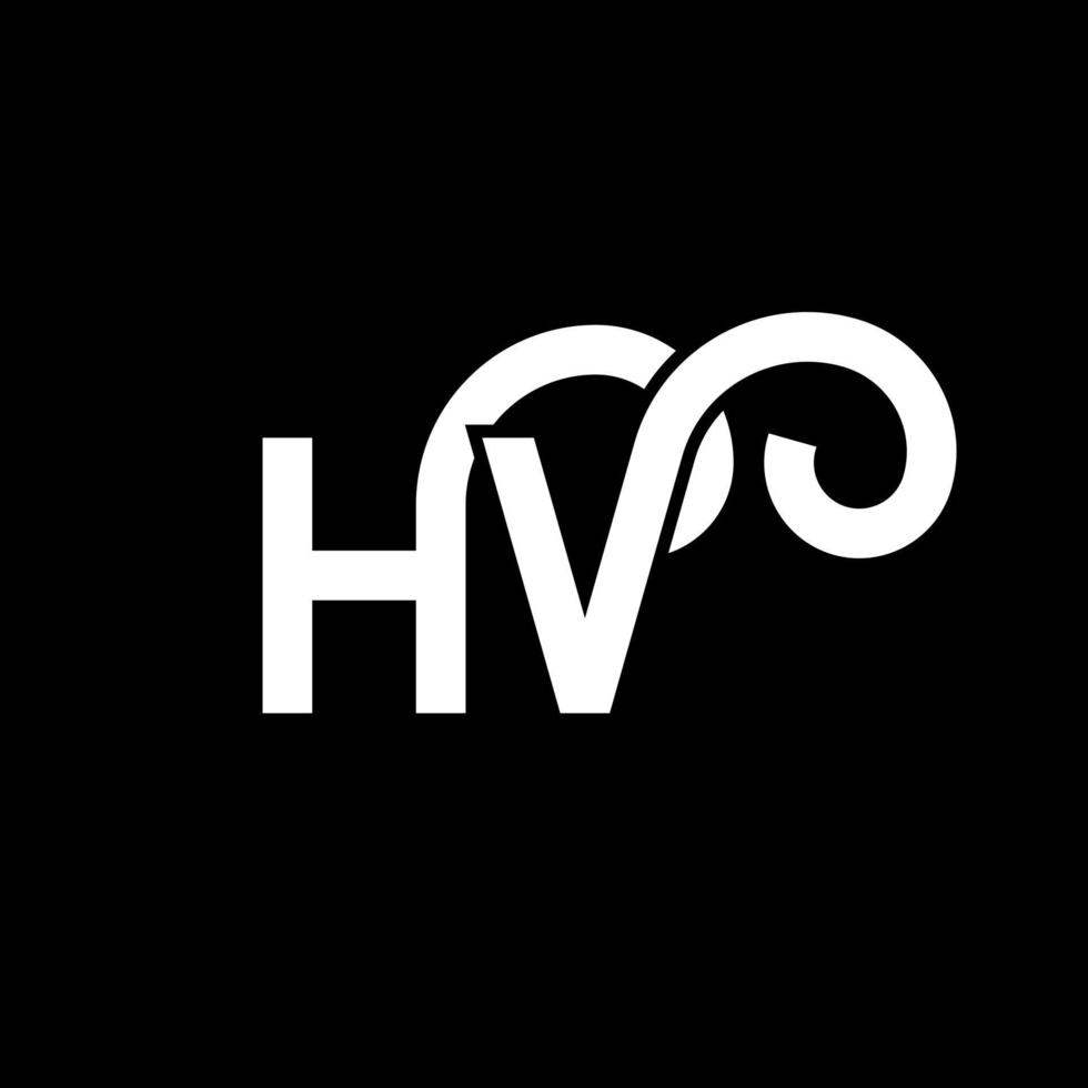 diseño de logotipo de letra hv sobre fondo negro. concepto de logotipo de letra de iniciales creativas hv. diseño de letras hv. hv diseño de letras blancas sobre fondo negro. hv, hv logotipo vector