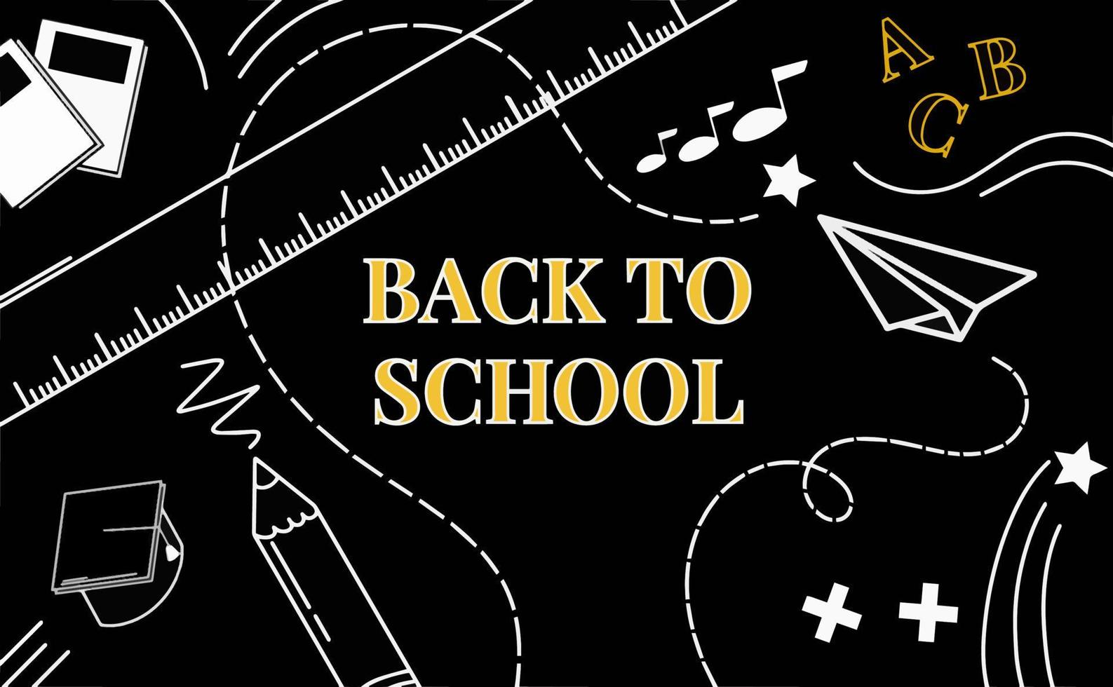 Back to school sales horizontal banner. First day of school, vector illustration