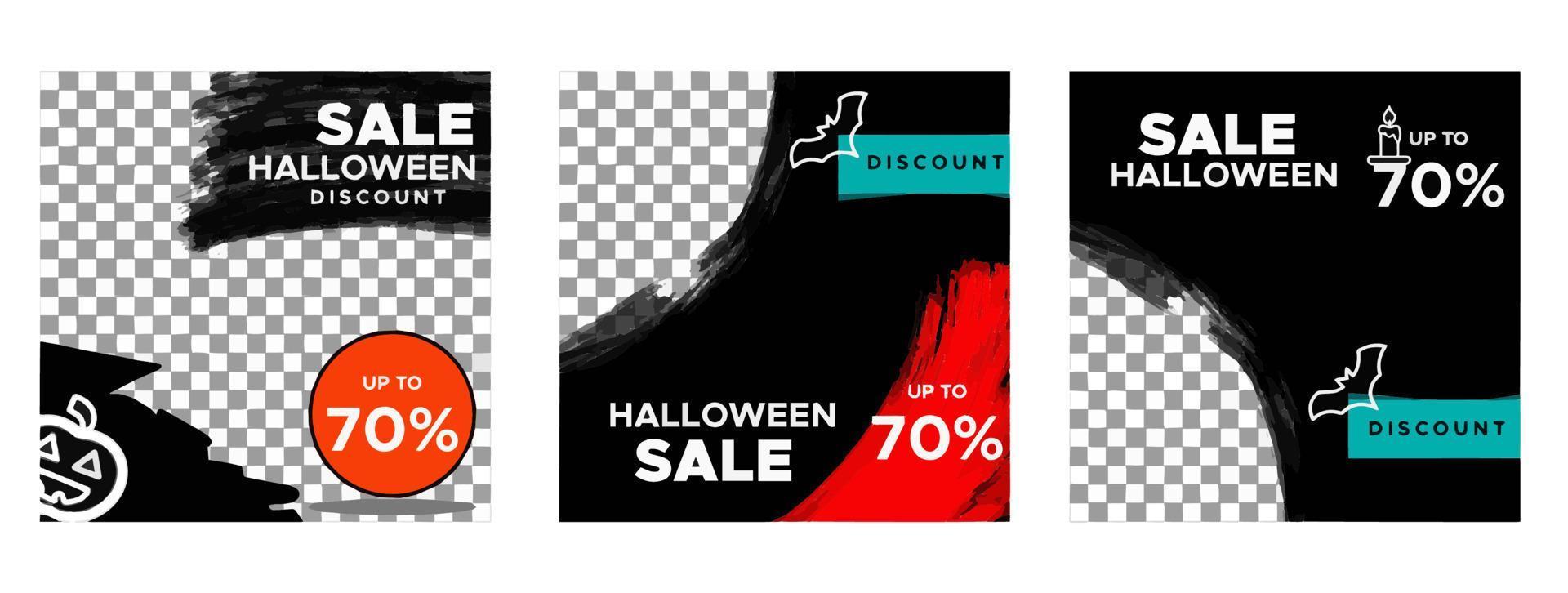 promoción de publicaciones en redes sociales de venta de halloween vector