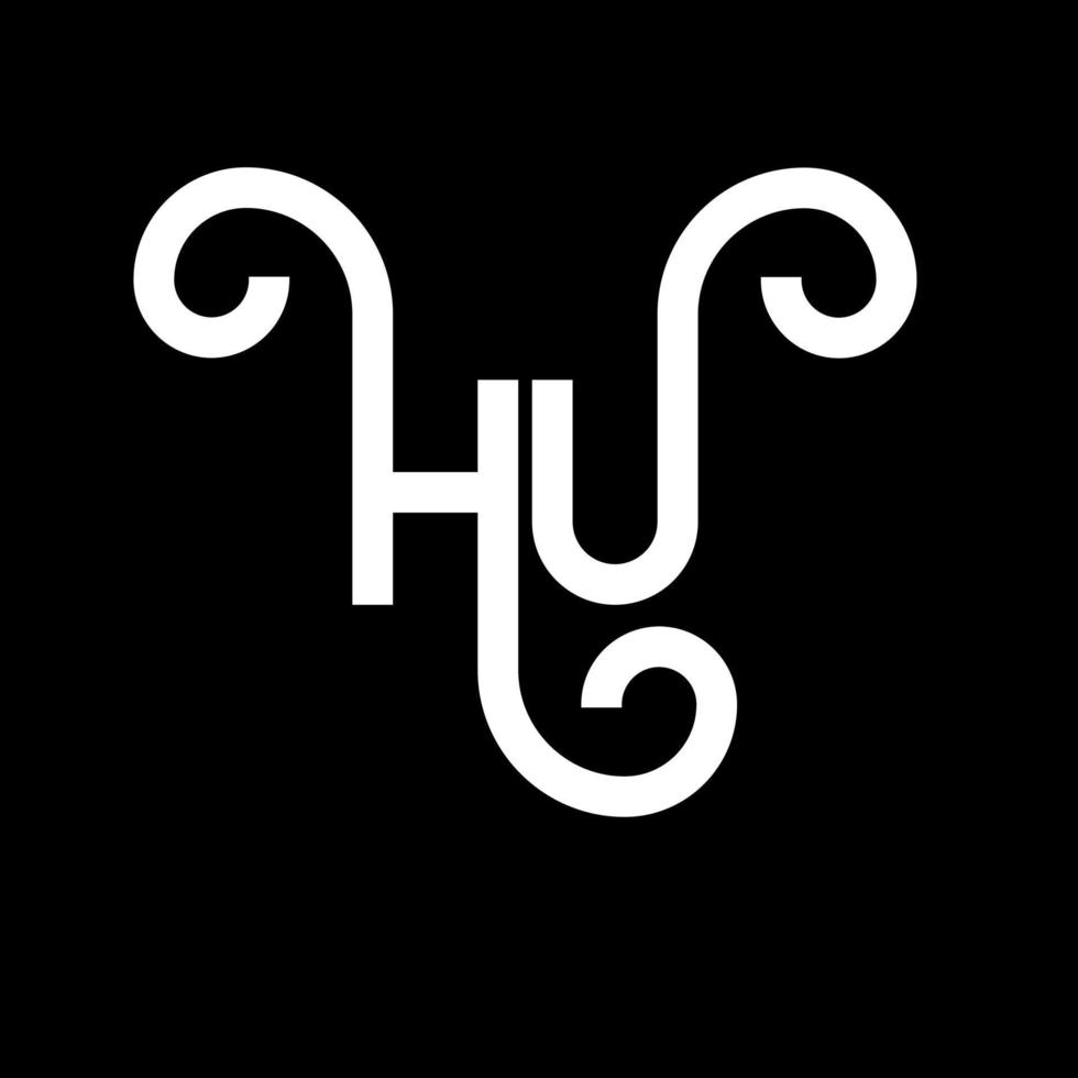 HU letter logo design on black background. HU creative initials letter logo concept. hu letter design. HU white letter design on black background. H U, h u logo vector