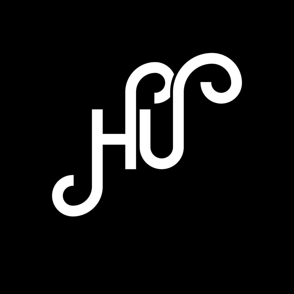 diseño de logotipo de letra hu sobre fondo negro. concepto de logotipo de letra de iniciales creativas hu. diseño de letra hu. hu diseño de letras blancas sobre fondo negro. logotipo de hu, hu vector