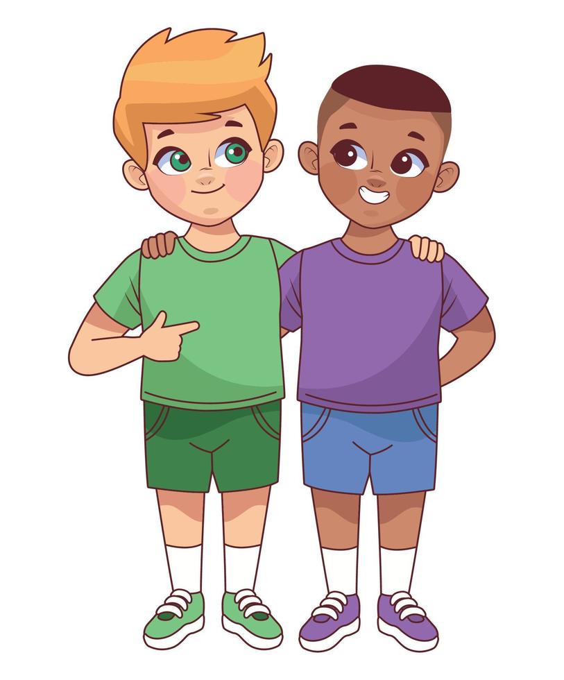 interracial little boys friends vector