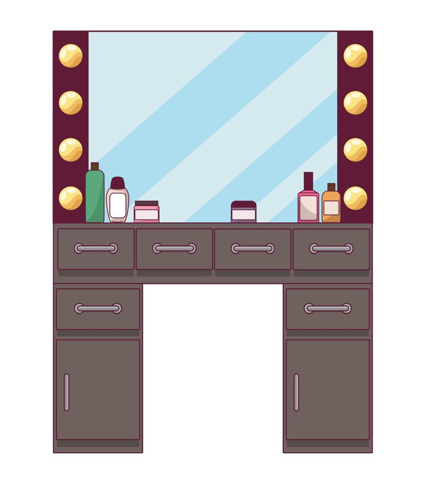 beauty salon dresser wooden vector