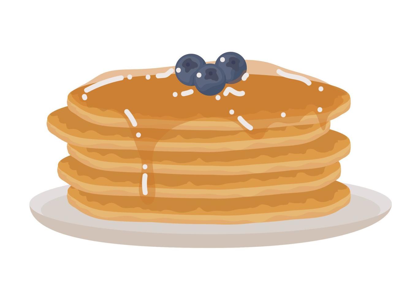 pancakes and blueberries vector