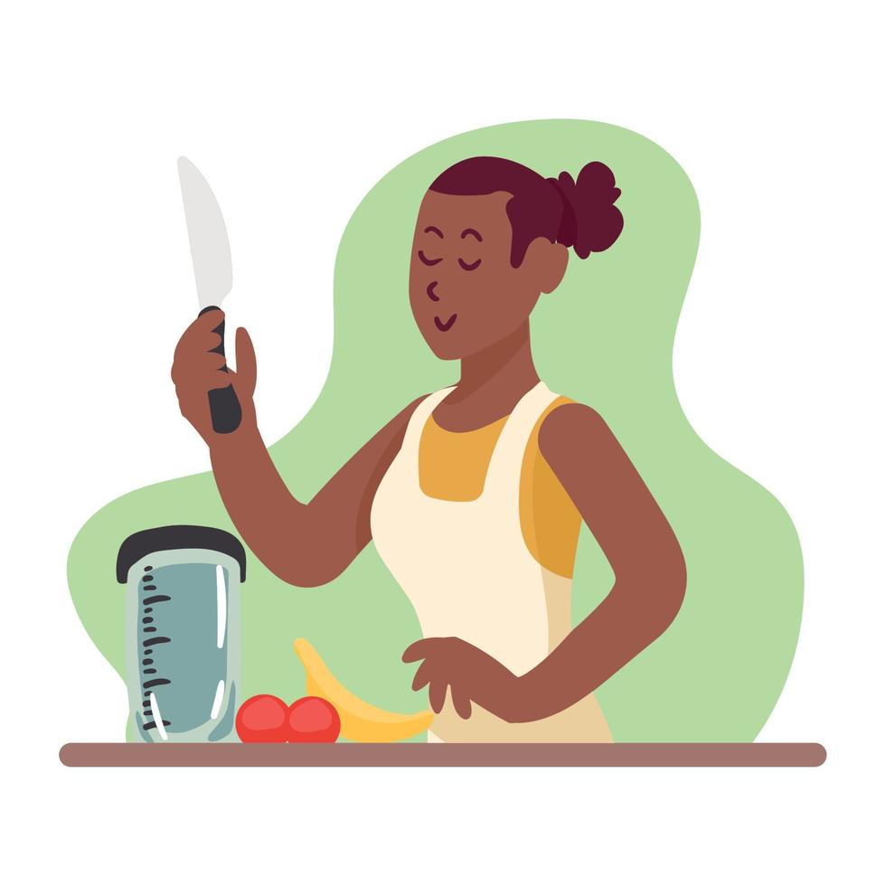 afro woman with knife vector