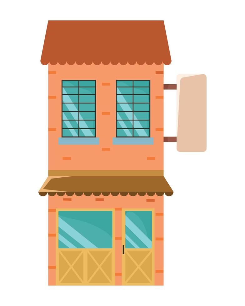 fachada de edificio con pancarta vector