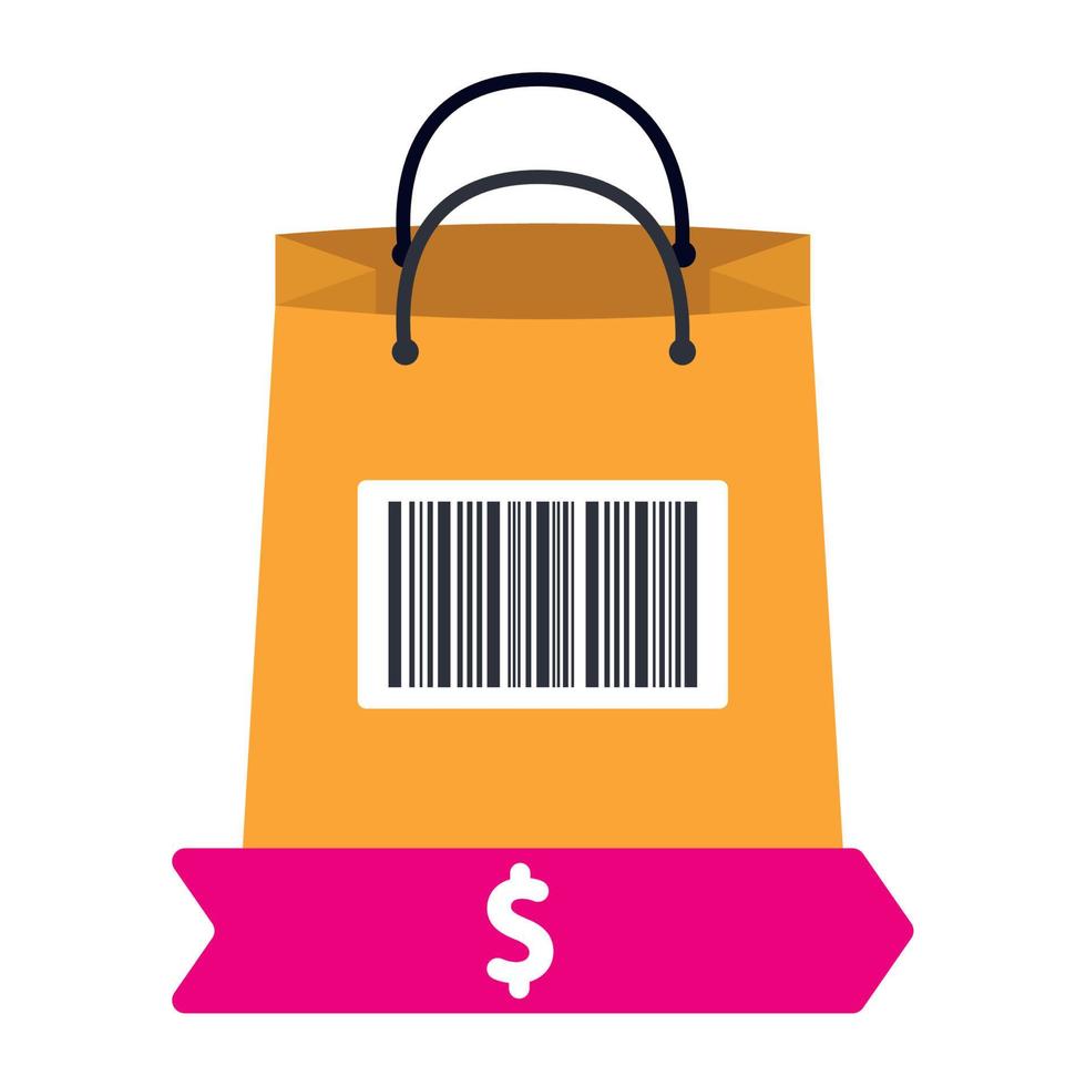 shopping bag with barcode vector