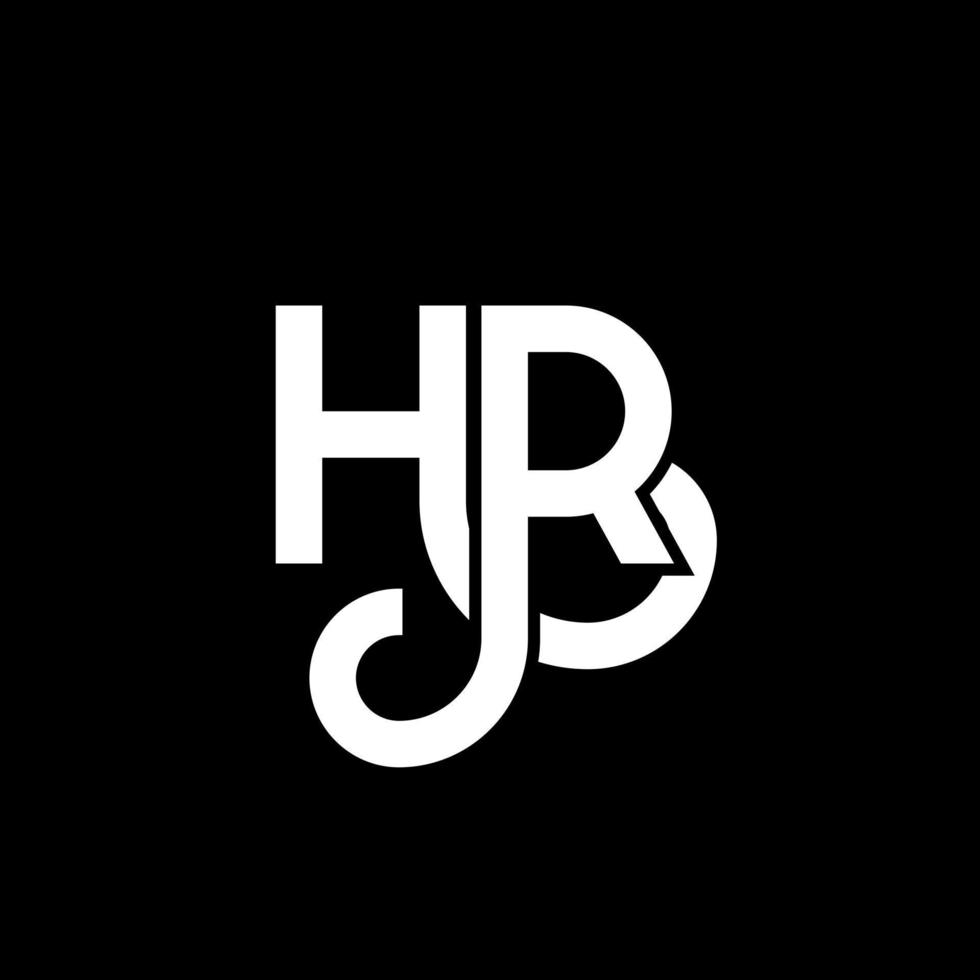 diseño de logotipo de letra hr sobre fondo negro. concepto de logotipo de letra de iniciales creativas hr. diseño de carta de hora. hr diseño de letra blanca sobre fondo negro. hora, logotipo de hora vector