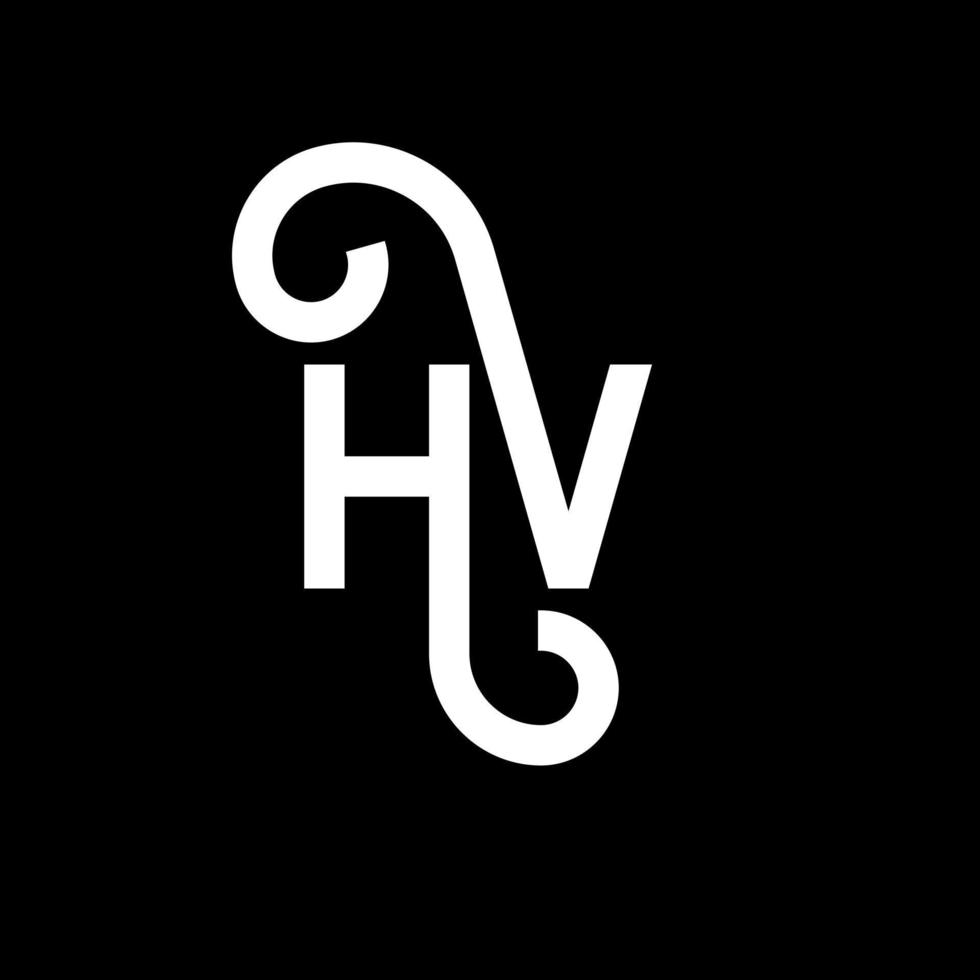 diseño de logotipo de letra hv sobre fondo negro. concepto de logotipo de letra de iniciales creativas hv. diseño de letras hv. hv diseño de letras blancas sobre fondo negro. hv, hv logotipo vector